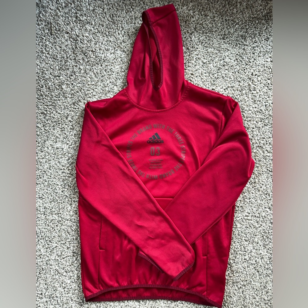 adidas Women's Red Pullover Hoodie with Center Graphic
